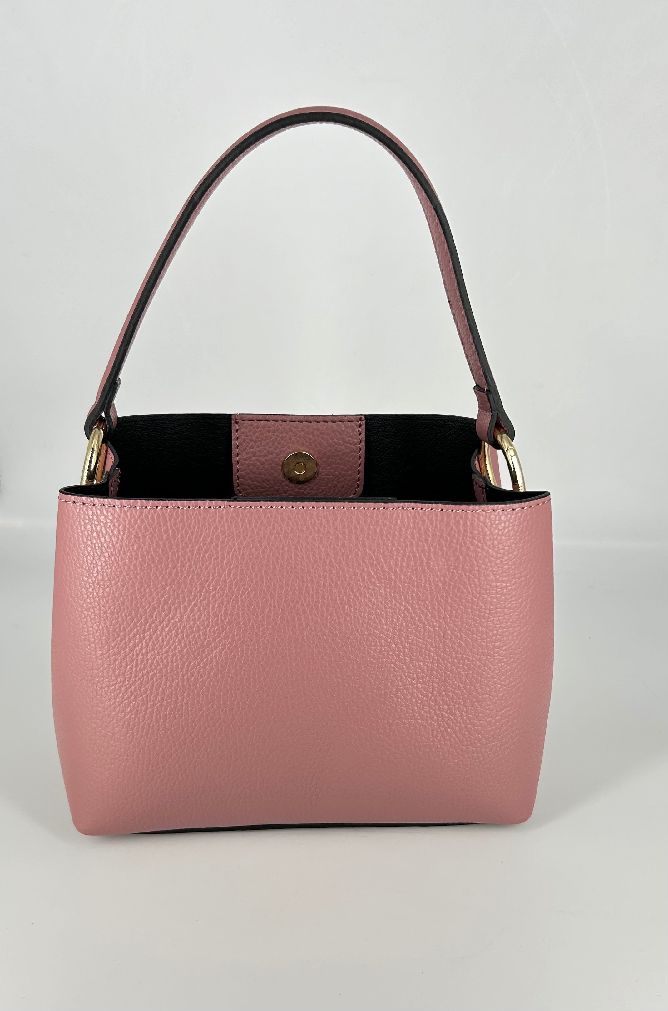 HANDBAG LEATHER WITH RING DETAIL- OLD ROSE
