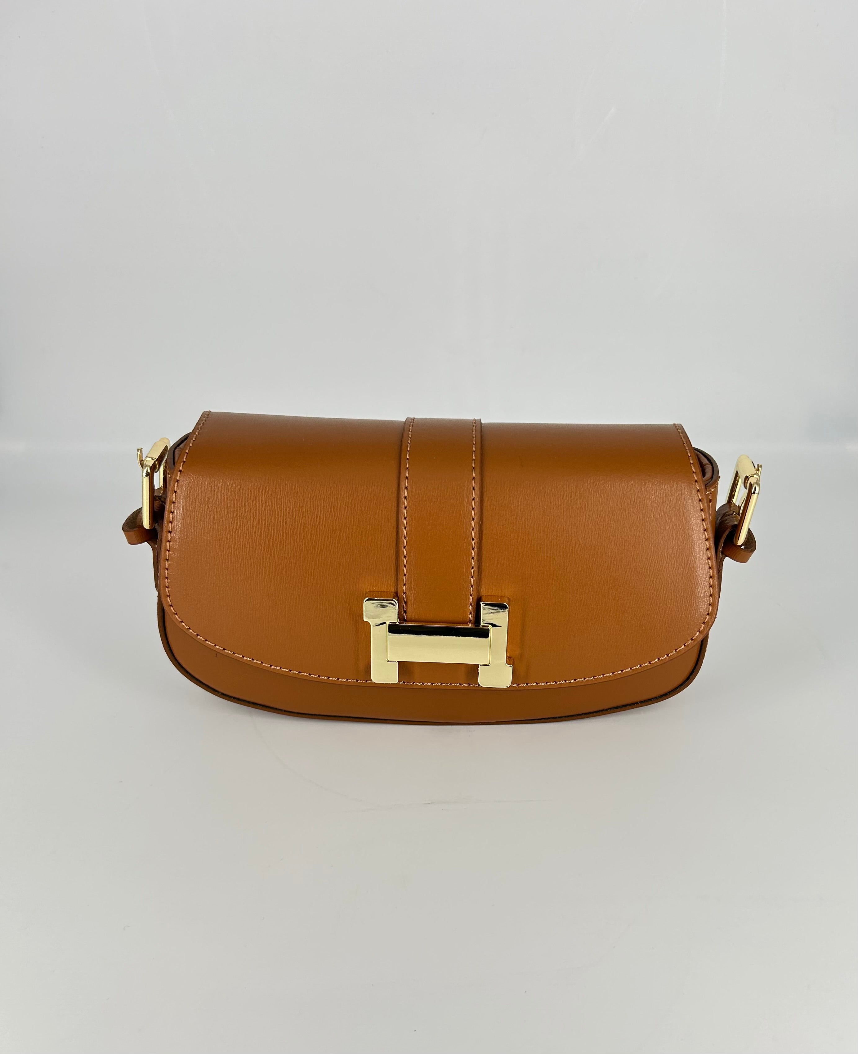 CROSSBODY BAG LEATHER WITH SUEDE- BROWN