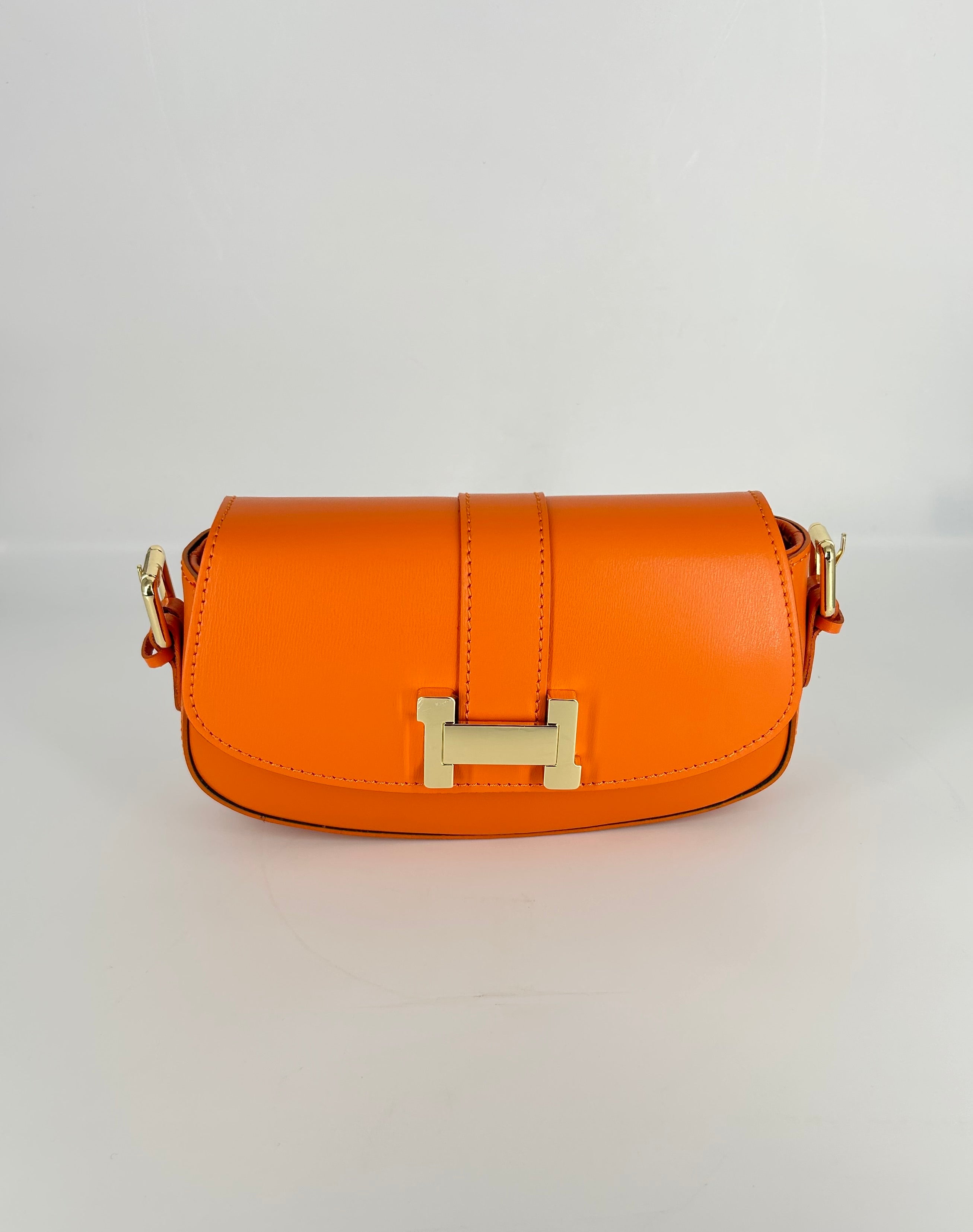 CROSSBODY BAG LEATHER WITH SUEDE- ORANGE