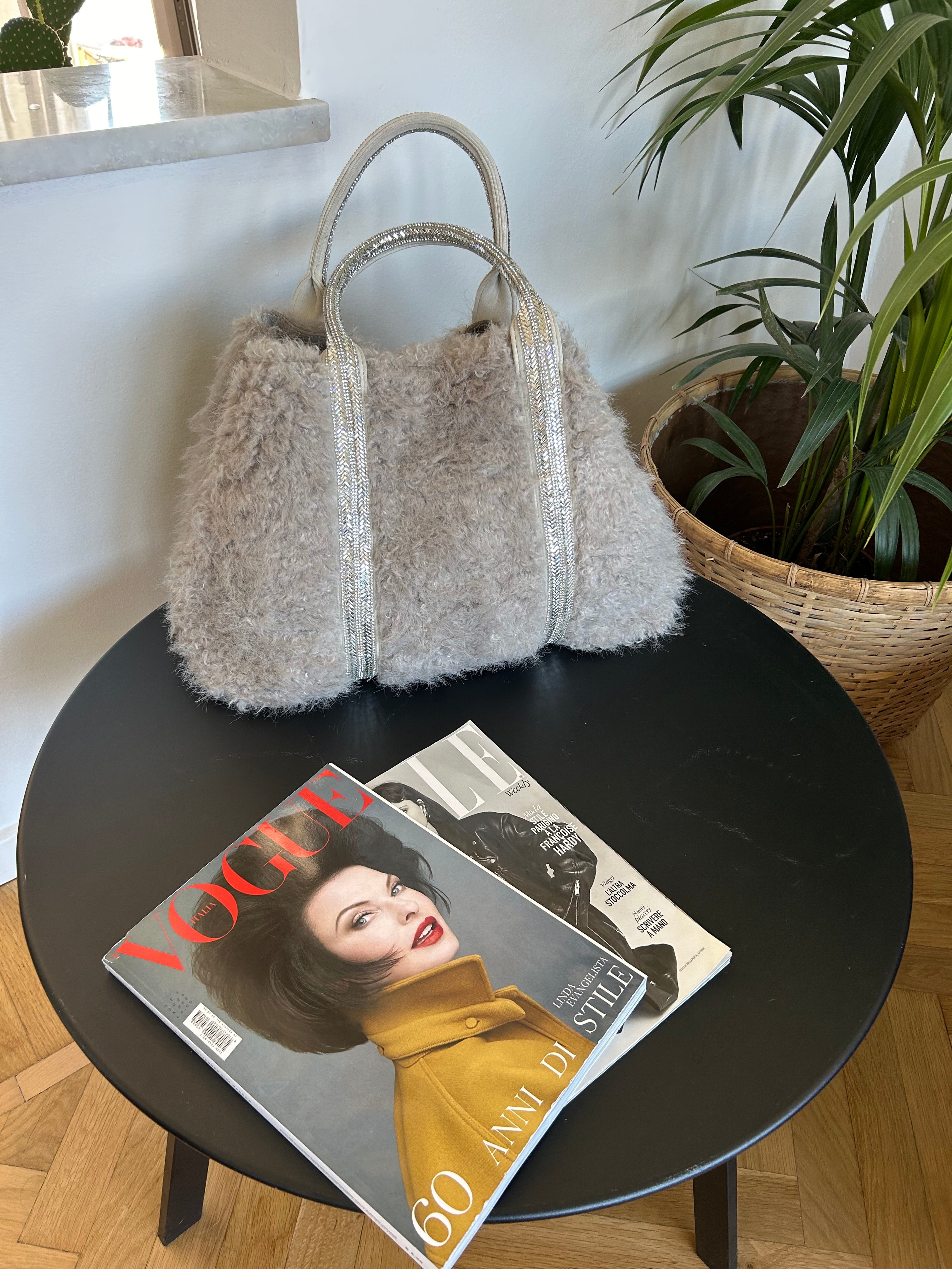 FAKE FUR SHOPPER BAG - GREY